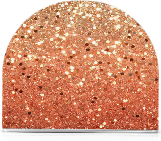 Pigsaly Napkin Holder Peach Coral Gold Flash Gradient Glitter Acrylic Napkins Holder Napkin Dispenser Clear Napkin Holder for Kitchen Table Party Guest Bathroom 2 Pack