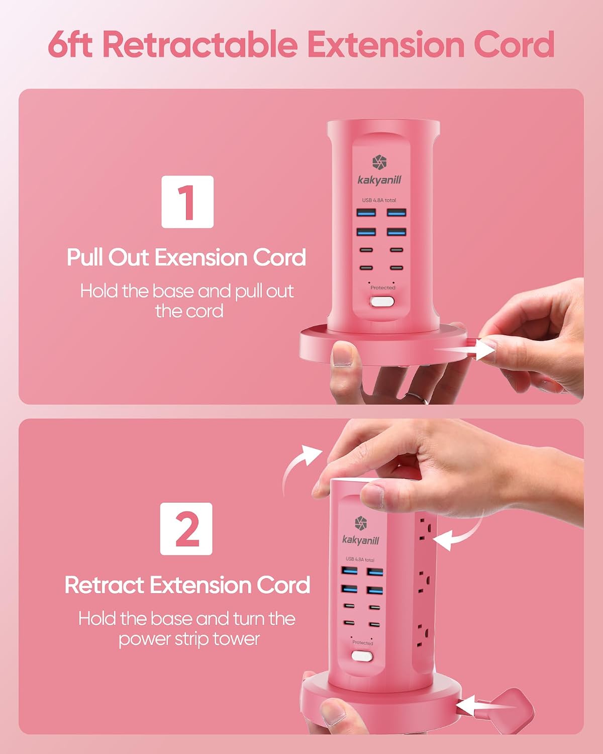 Power Strip Tower, Charging Station 9 AC Outlets 8 USB Ports
