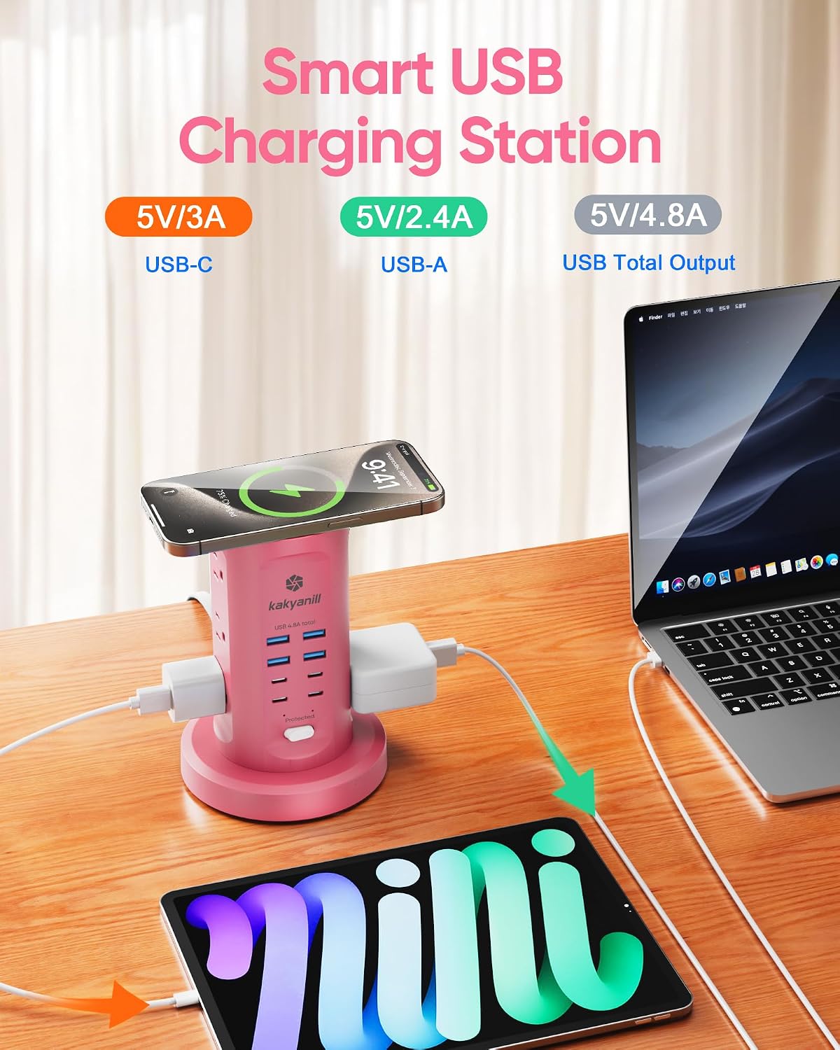 Power Strip Tower, Charging Station 9 AC Outlets 8 USB Ports