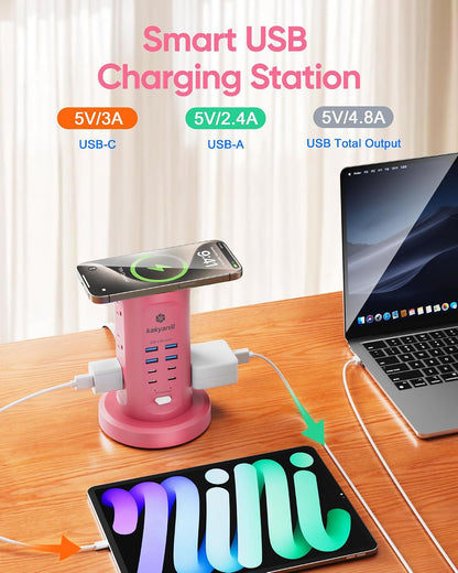 Power Strip Tower, Charging Station 9 AC Outlets 8 USB Ports