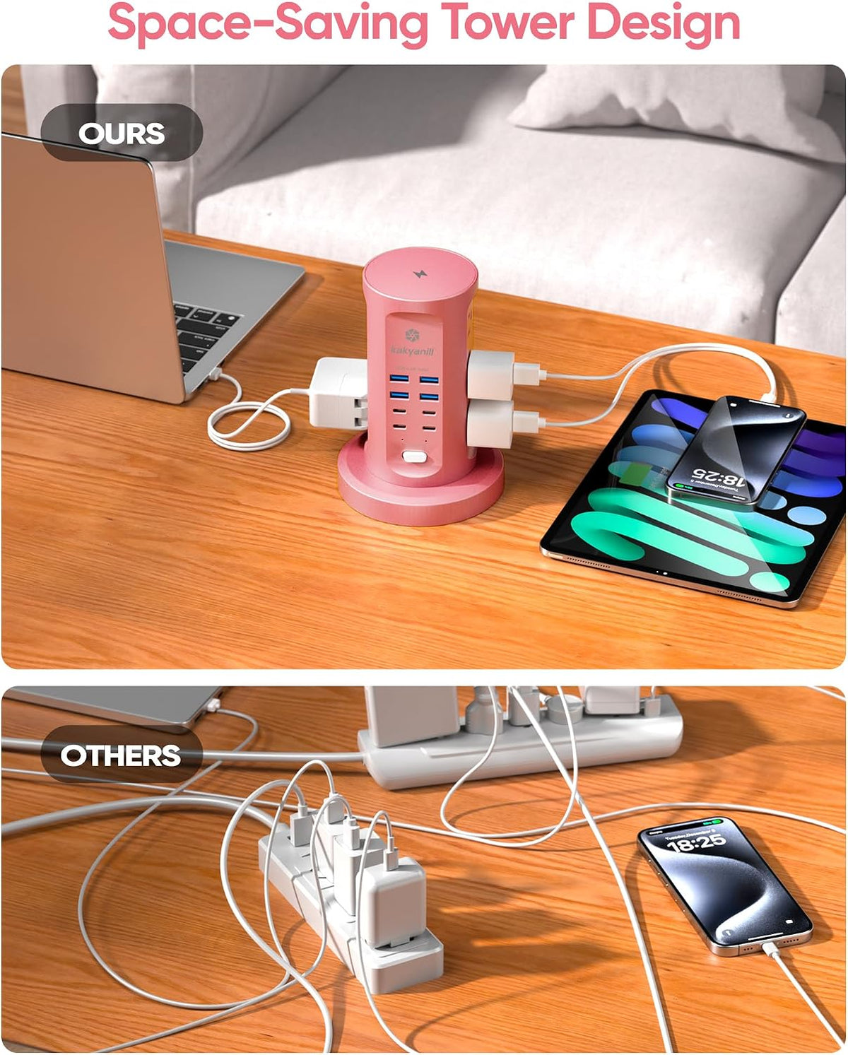 Power Strip Tower, Charging Station 9 AC Outlets 8 USB Ports