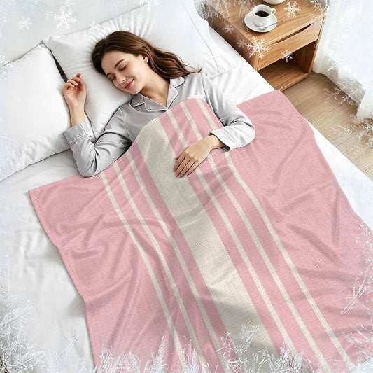 Cooling Blanket 30"x40", Modern Vintage Stripe on Linen Summer Cooling Blanket Breathable Lightweight Ice Blankets Pink Background Blankets for Night Sweats