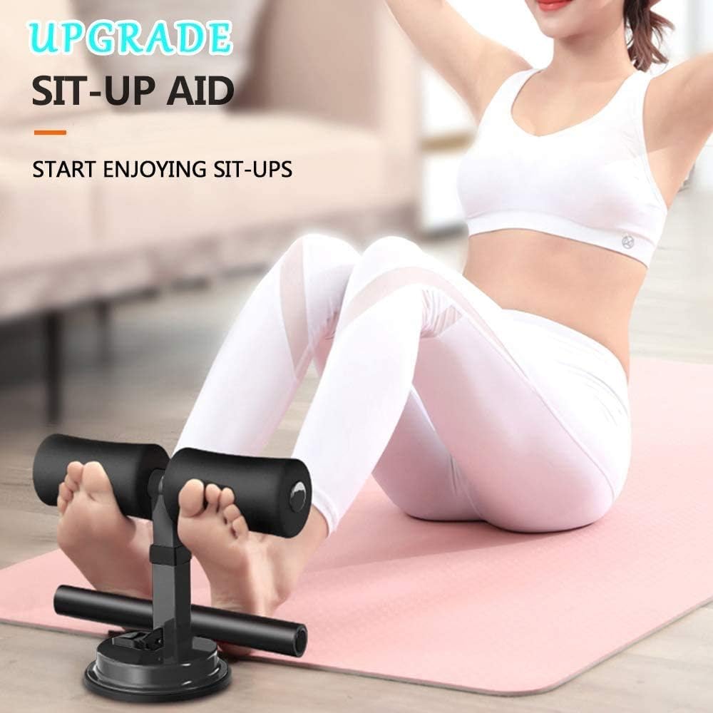 Sit Up Bar, Upgraded Sit up Assistant Device Portable Adjustable Exercise Body Fitness Equipment with Comfortable Padded for Men & Women Home Gym(Pink)