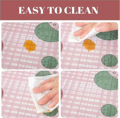 84 * 60 Inch Rectangle Tablecloth, Vinyl Tablecloth with Flannel Backing for Rectangle Tables, Spill Proof Plastic Picnic Table Cover for Dining/Camping/Indoor/Outdoor(Pink Plaid)