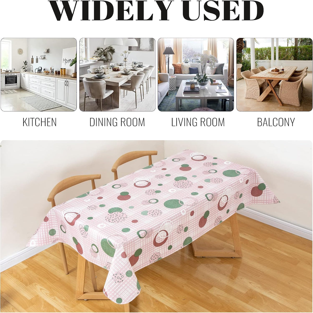 84 * 60 Inch Rectangle Tablecloth, Vinyl Tablecloth with Flannel Backing for Rectangle Tables, Spill Proof Plastic Picnic Table Cover for Dining/Camping/Indoor/Outdoor(Pink Plaid)