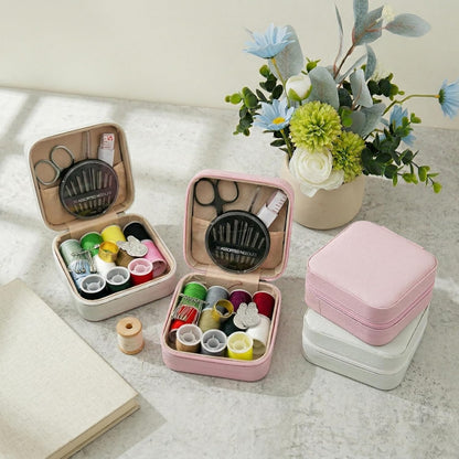 Portable Sewing Kit for Adults, Travel Sewing Supplies with Needles, Thread, Scissors, Zipper Repair Kit, Mini Emergency Sewing Set for Home, Office, Beginner & on-the-Go Repairs (Pink)