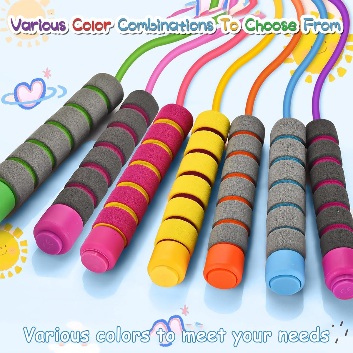 Jump Rope For Kids,Jump Rope Kids,Adjustable Soft Skipping Rope,Toddler Jump Rope With Skin-Friendly Foam Handles For Kids, Boys,Girls,Women, Men,Exercise Activity,Outdoor Fitness