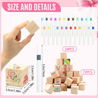 97 Pcs Pink Bow Baby Shower Games Sign Kit,Pink Bow Party Decoration,Including Game Sign 72 DIY Blank Wooden Block 24 Pen to Draw Your Idea for Baby Shower Party Game Gender Reveal Party