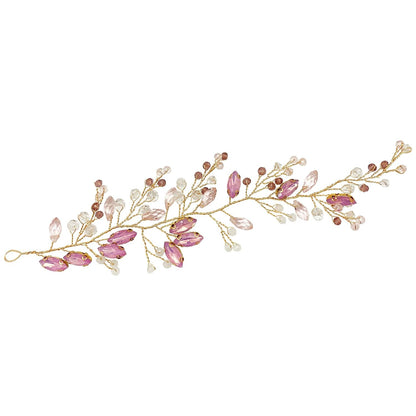 Pink Opal Crystal Headpiece Wedding Bridal Rhinestone Hair Vine Piece Accessories for Bridesmaid Women Girls Party