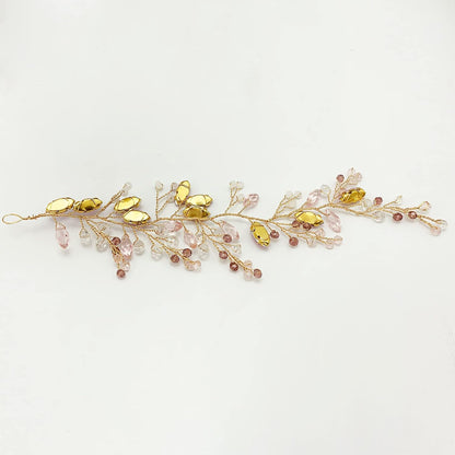 Pink Opal Crystal Headpiece Wedding Bridal Rhinestone Hair Vine Piece Accessories for Bridesmaid Women Girls Party