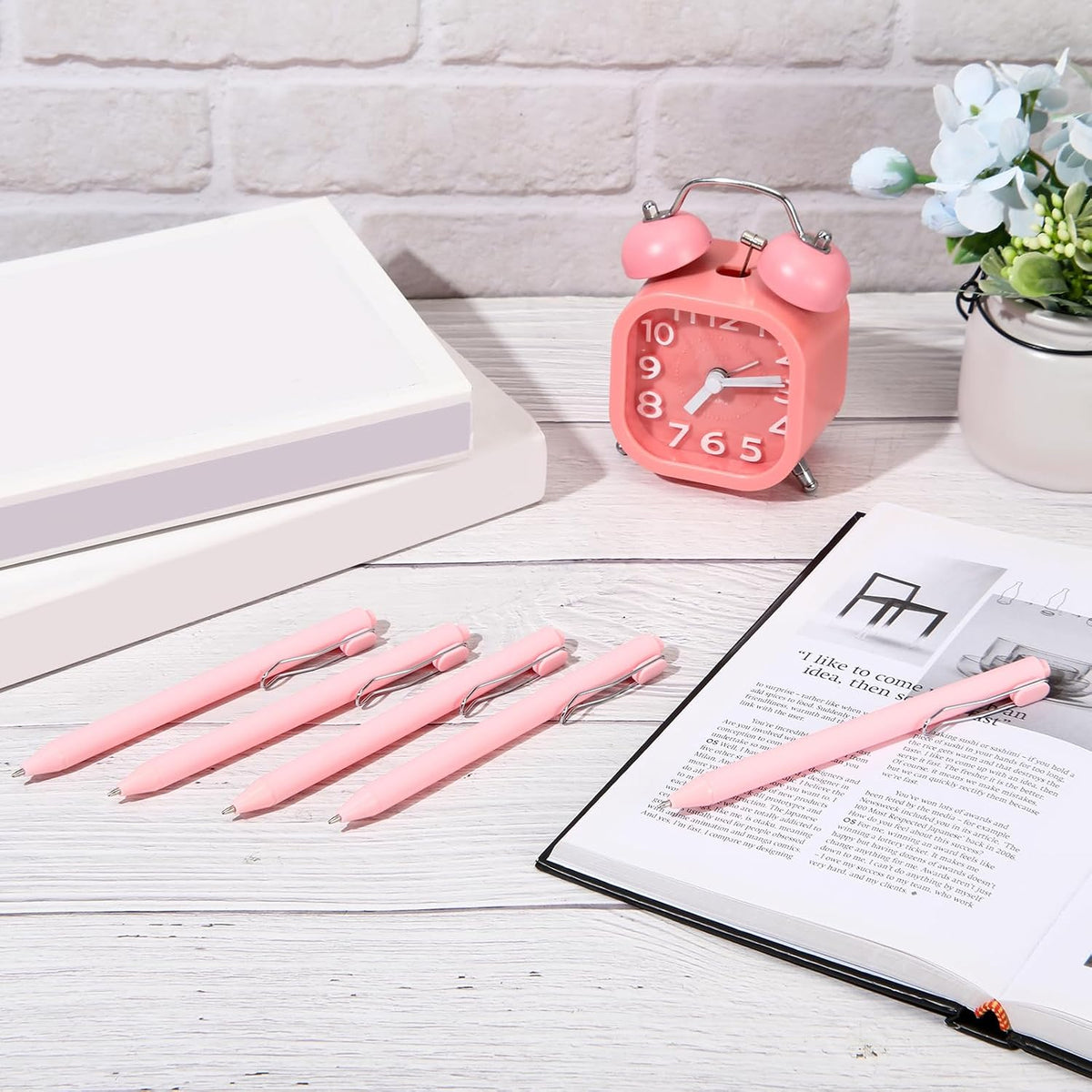 50 Pcs Pink Ballpoint Pens Bulk Retractable Writing Pens
