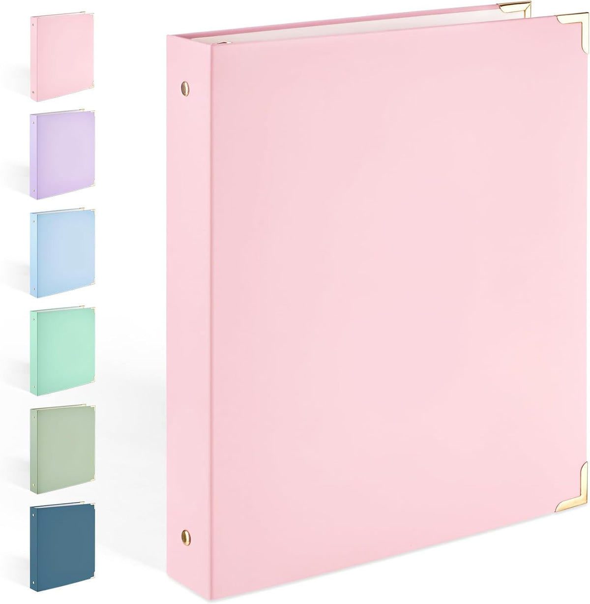 3 Ring Binder 1 Inch with Metal Corner, Letter Size, Pink
