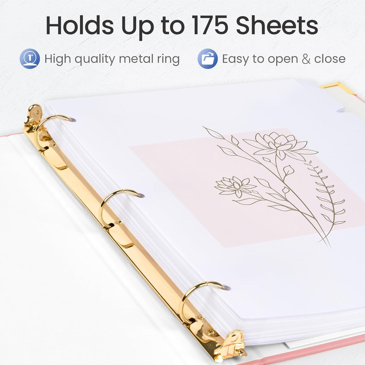 3 Ring Binder 1 Inch with Metal Corner, Letter Size, Pink