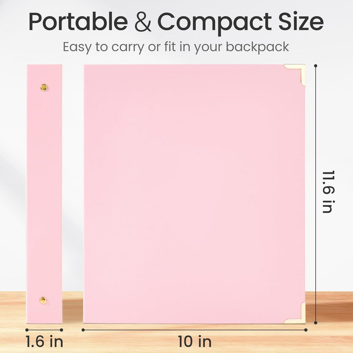 3 Ring Binder 1 Inch with Metal Corner, Letter Size, Pink