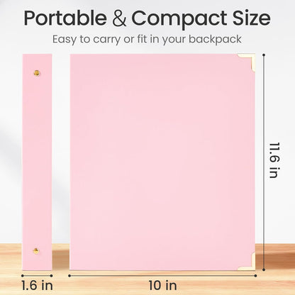 3 Ring Binder 1 Inch with Metal Corner, Letter Size, Pink