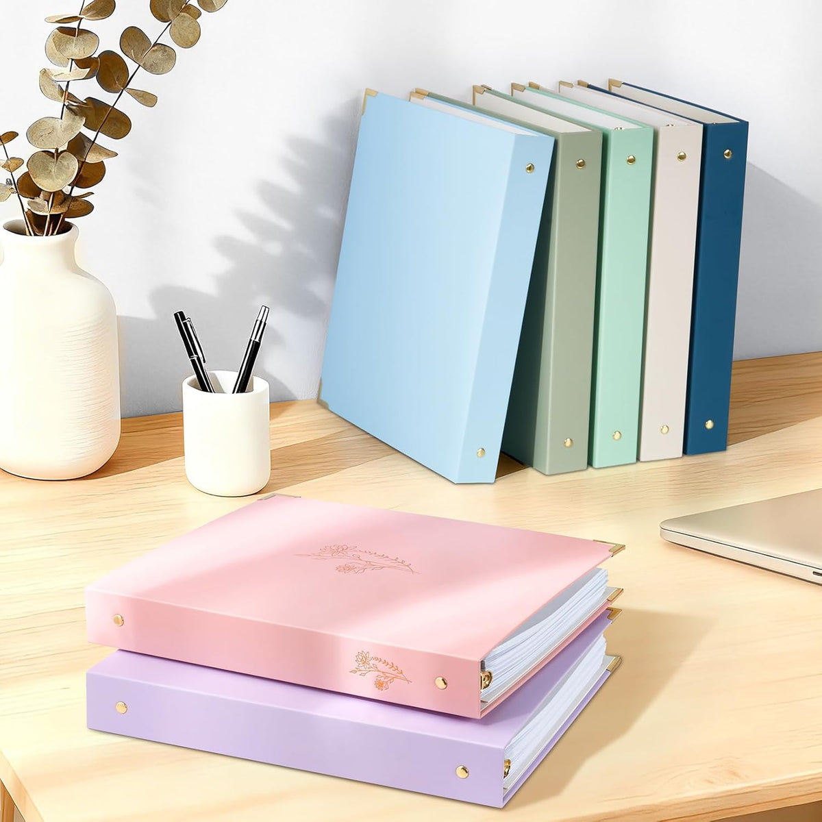 3 Ring Binder 1 Inch with Metal Corner, Letter Size, Pink