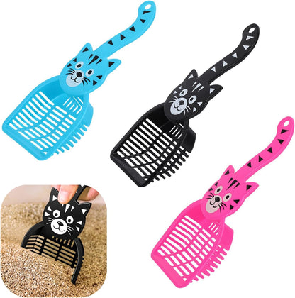 3 PCS Cat Poop Scoop Durable Cat Litter Scoop Deep Shovel Cat Litter Scooper Litter Tray Scoop Kitty Scoop Pet Poop Cleaning Tool for Pet Poop(Blue,Pink,Black)