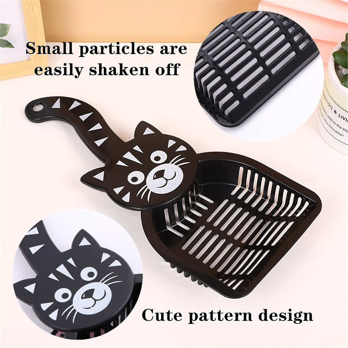 3 PCS Cat Poop Scoop Durable Cat Litter Scoop Deep Shovel Cat Litter Scooper Litter Tray Scoop Kitty Scoop Pet Poop Cleaning Tool for Pet Poop(Blue,Pink,Black)