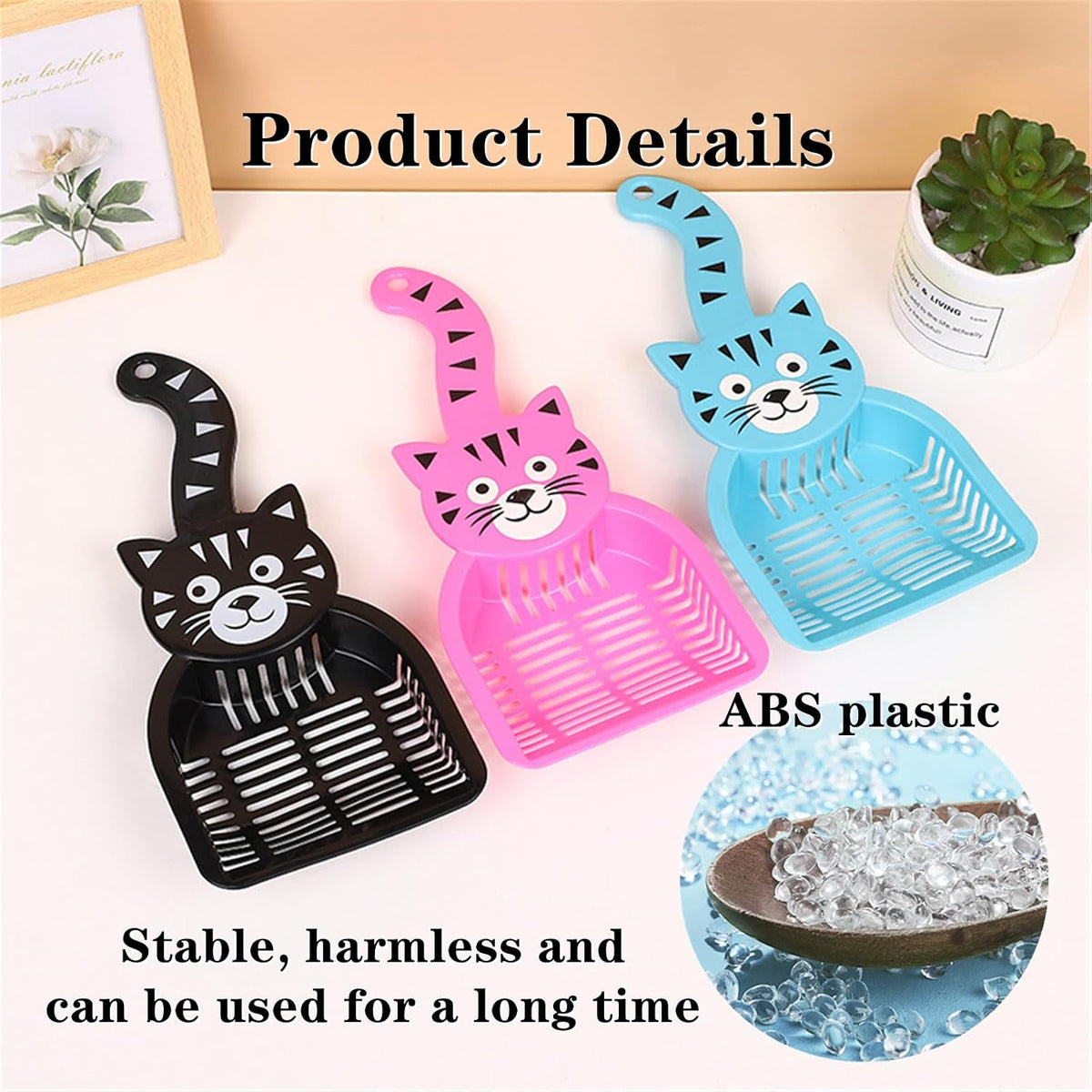 3 PCS Cat Poop Scoop Durable Cat Litter Scoop Deep Shovel Cat Litter Scooper Litter Tray Scoop Kitty Scoop Pet Poop Cleaning Tool for Pet Poop(Blue,Pink,Black)
