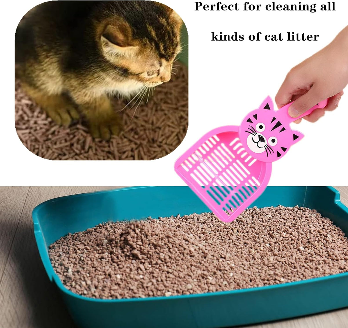 3 PCS Cat Poop Scoop Durable Cat Litter Scoop Deep Shovel Cat Litter Scooper Litter Tray Scoop Kitty Scoop Pet Poop Cleaning Tool for Pet Poop(Blue,Pink,Black)
