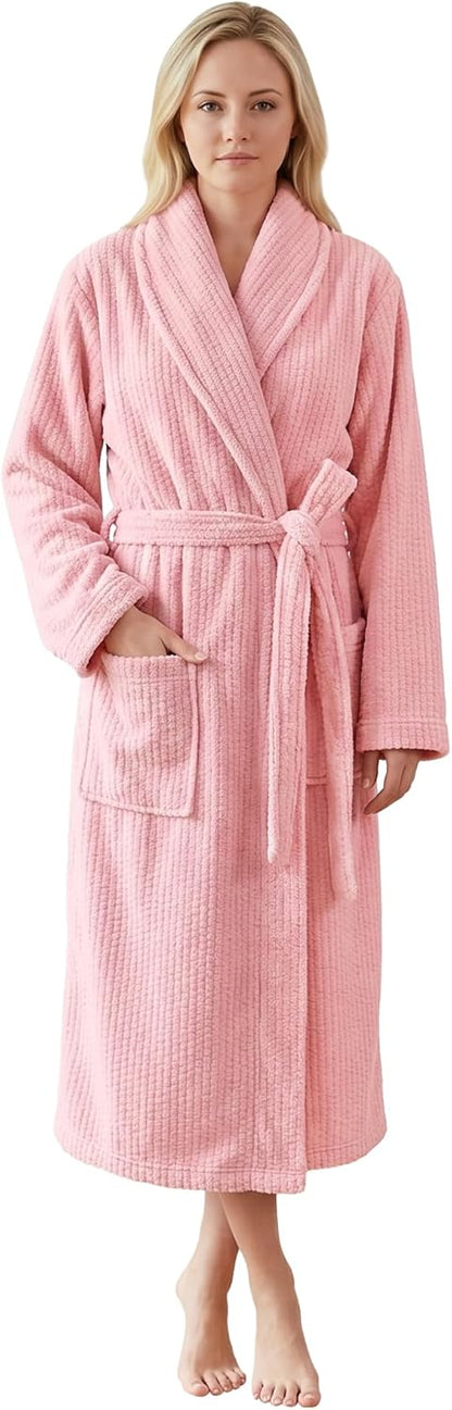 Women's Shawl Collar Bathrobe, Soft Long Towel Robes for Women - Super Absorbent Quick Dry yet Warm