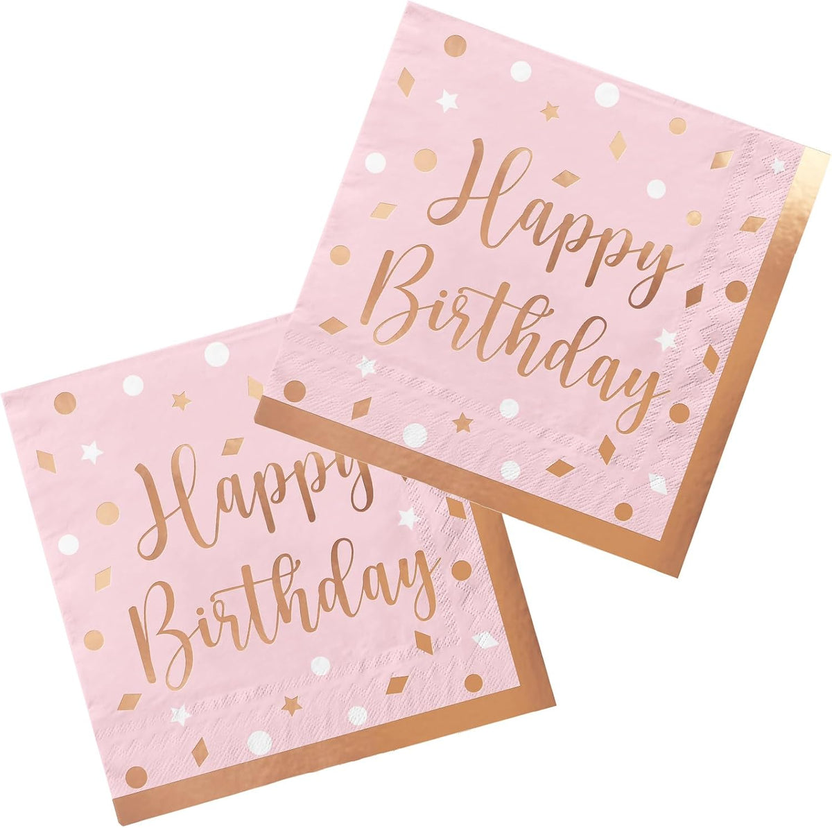 Rose Gold and Pink Party Supplies Disposable Napkins Rose Golden Dot Confetti Paper Napkins for Graduation Wedding Anniversary Cocktail Birthday Party Decorations 3-Ply 50 Pack