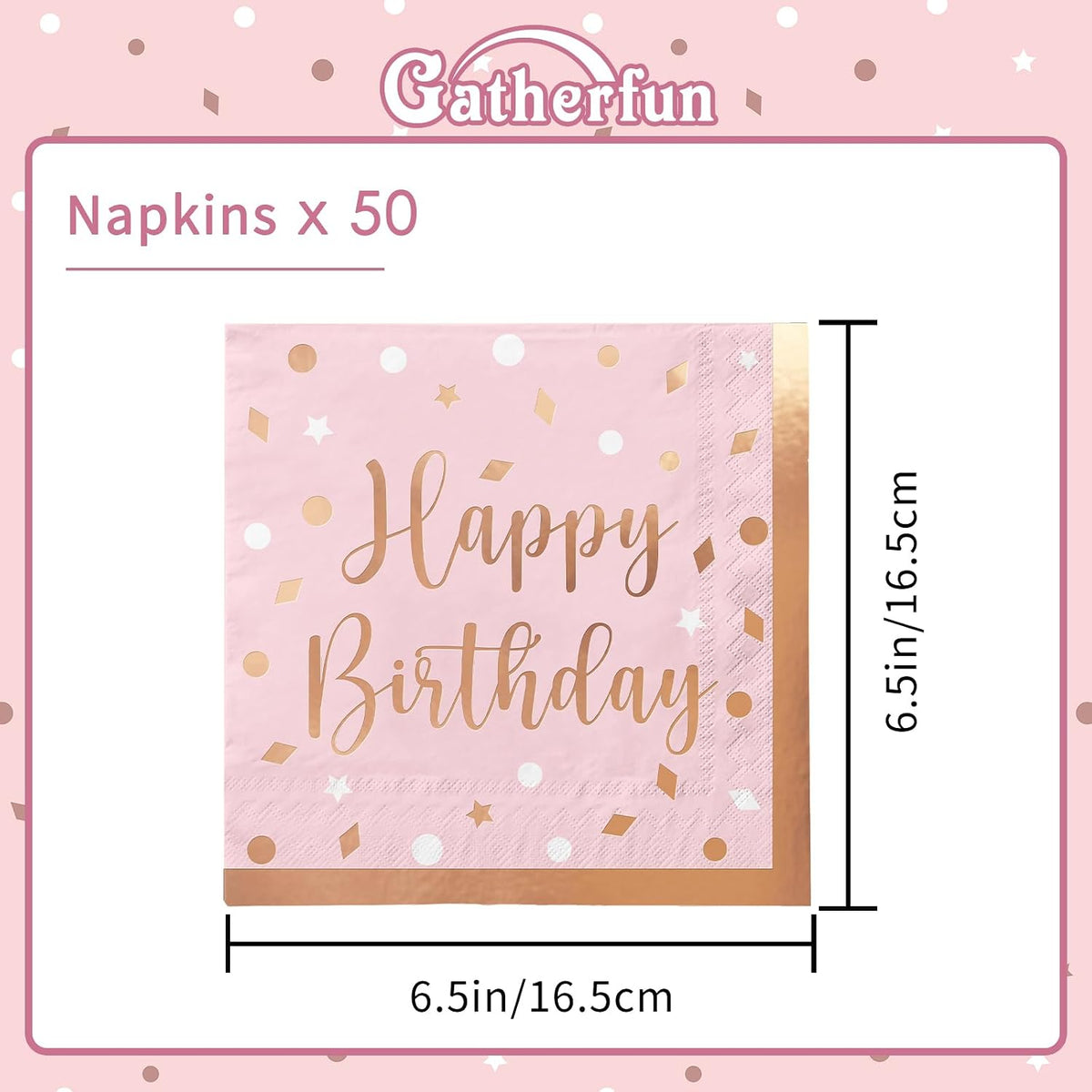 Rose Gold and Pink Party Supplies Disposable Napkins Rose Golden Dot Confetti Paper Napkins for Graduation Wedding Anniversary Cocktail Birthday Party Decorations 3-Ply 50 Pack