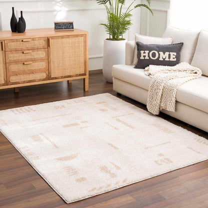 Azurite Modern Geometric Area Rug - Contemporary Abstract High Pile Carpet for Living Room, Bedroom, Dining Room - Machine Washable Rug - Peach, Beige - 2' x 2'11"