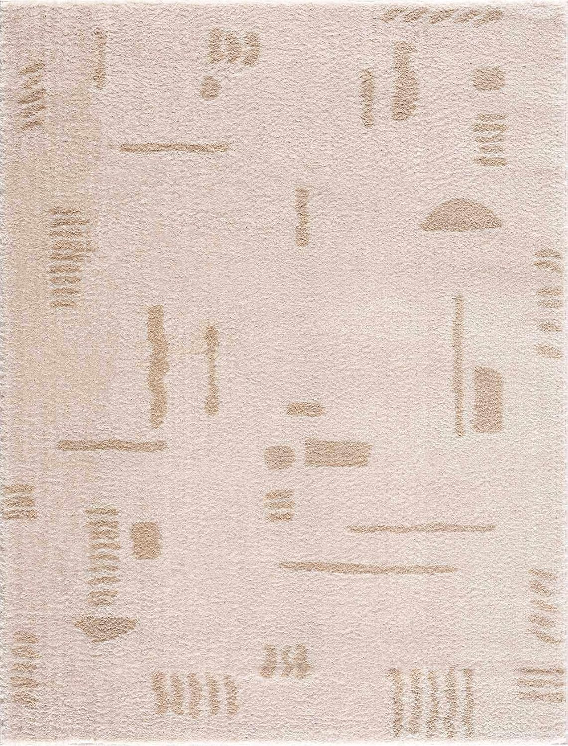 Azurite Modern Geometric Area Rug - Contemporary Abstract High Pile Carpet for Living Room, Bedroom, Dining Room - Machine Washable Rug - Peach, Beige - 2' x 2'11"