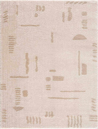 Azurite Modern Geometric Area Rug - Contemporary Abstract High Pile Carpet for Living Room, Bedroom, Dining Room - Machine Washable Rug - Peach, Beige - 2' x 2'11"