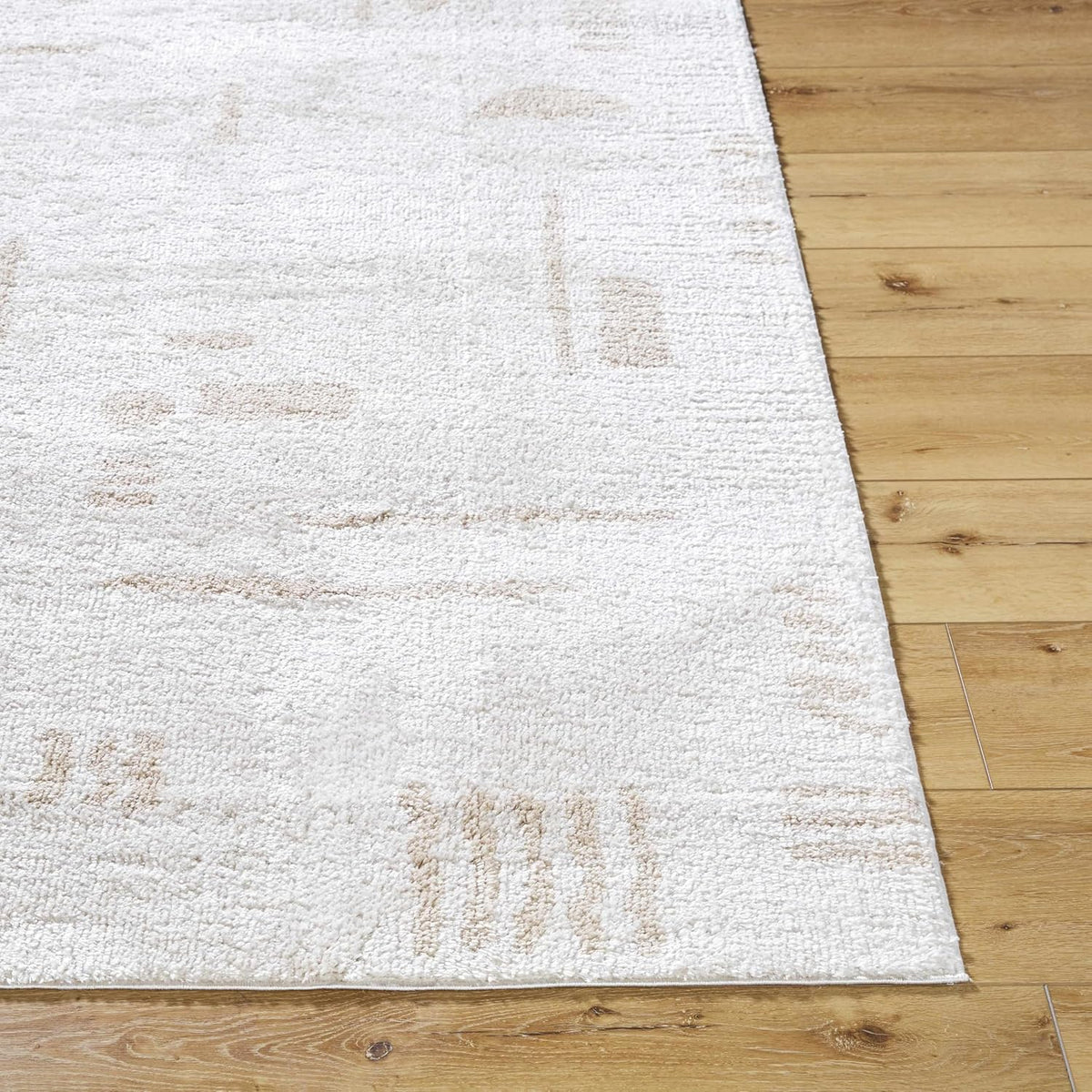 Azurite Modern Geometric Area Rug - Contemporary Abstract High Pile Carpet for Living Room, Bedroom, Dining Room - Machine Washable Rug - Peach, Beige - 2' x 2'11"