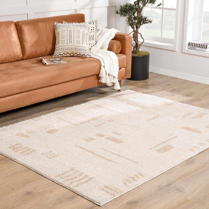 Azurite Modern Geometric Area Rug - Contemporary Abstract High Pile Carpet for Living Room, Bedroom, Dining Room - Machine Washable Rug - Peach, Beige - 2' x 2'11"