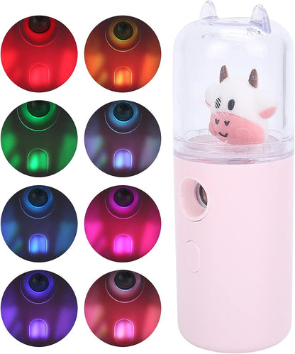 Nano Facial Mister, Cute Cartoon Animal Facial Mist Sprayer Mini Hydrating Moisturizing Cool Mist Handheld Facial Sprayer Portable Home Office Skin Moisturizing Spray(pink)