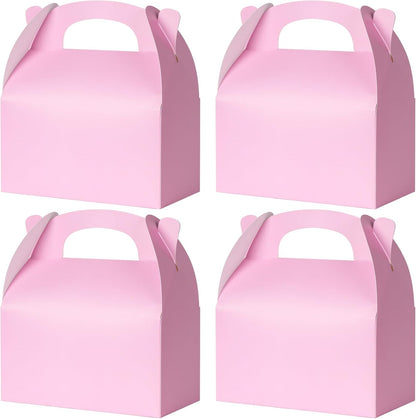 24 Pcs Pink Party Favor Treat Boxes, Pink Paper Candy Gift Gable Boxes for Party Favors, Goodie Box for Birthday Wedding Spring Baby Shower Parties Supplies Decorations, 6 x 3.5 x 3 Inches
