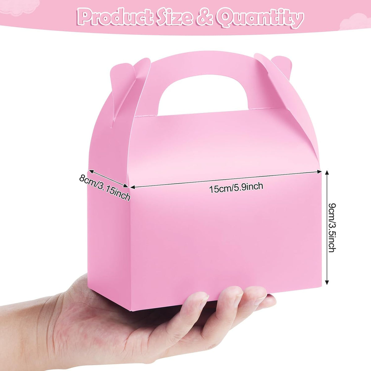 24 Pcs Pink Party Favor Treat Boxes, Pink Paper Candy Gift Gable Boxes for Party Favors, Goodie Box for Birthday Wedding Spring Baby Shower Parties Supplies Decorations, 6 x 3.5 x 3 Inches