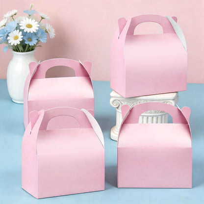 24 Pcs Pink Party Favor Treat Boxes, Pink Paper Candy Gift Gable Boxes for Party Favors, Goodie Box for Birthday Wedding Spring Baby Shower Parties Supplies Decorations, 6 x 3.5 x 3 Inches