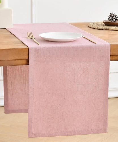 Linen Table Runner, Burlap Pink Table Runners 36 Inches Long