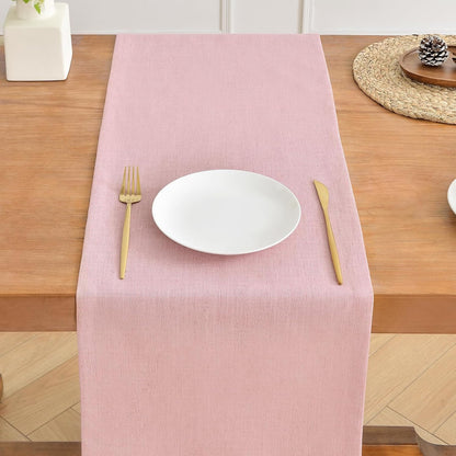 Linen Table Runner, Burlap Pink Table Runners 36 Inches Long