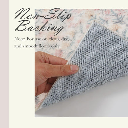 Blush Pink Bathroom Rugs 20x32 Inch Boho Floral Cute Bath Rugs