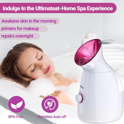 Facial Steamer Large 3-in-1, Towel Warmer & Humidifier Mode, Nano-Ionic Face Steamer with Skin Care Tools, Facial Pores Deep Cleaning, Warm Mist Home Sauna Spa for Women, Birthday Gifts