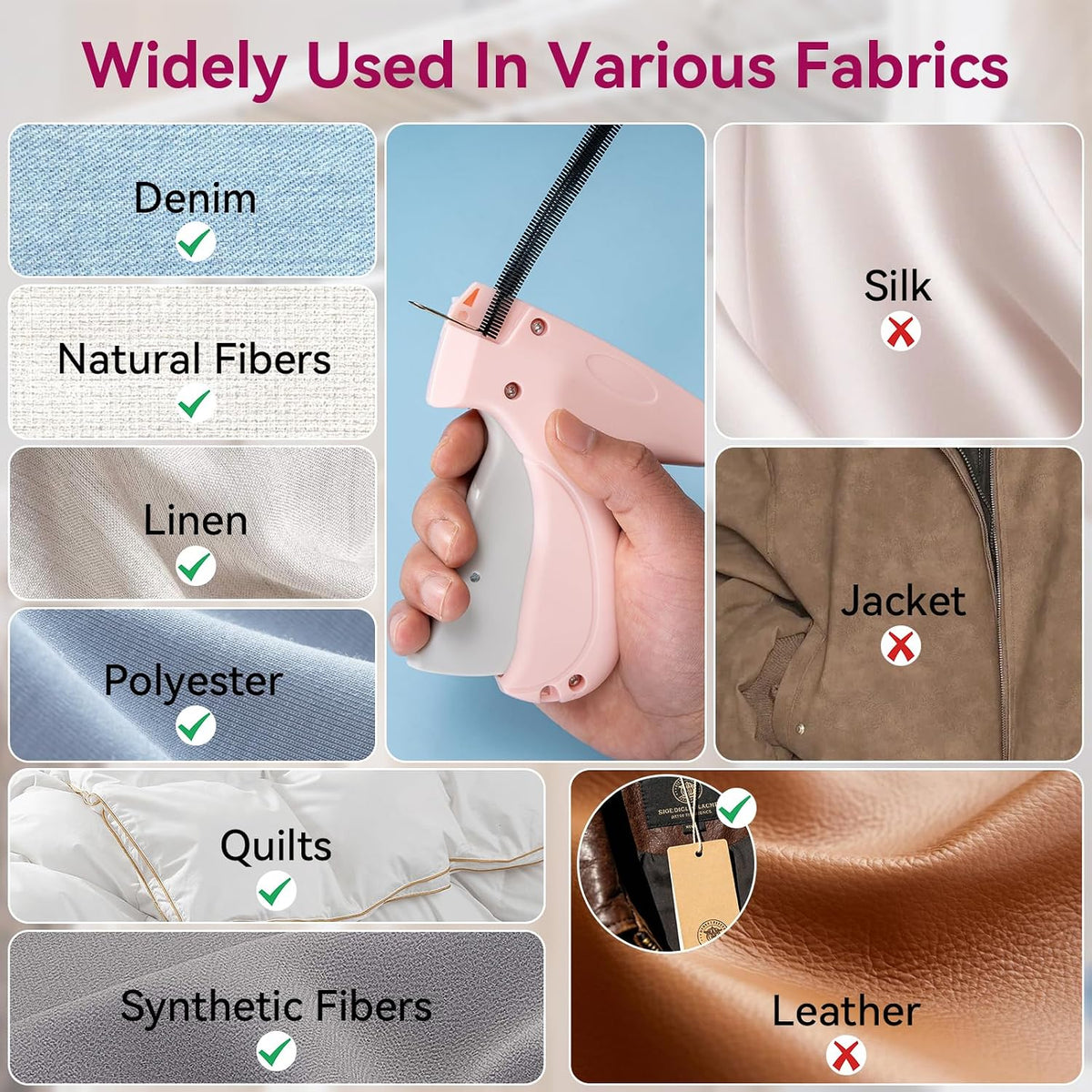 Handheld Tagging Gun for Clothes, with 3000 Fasteners, Pink
