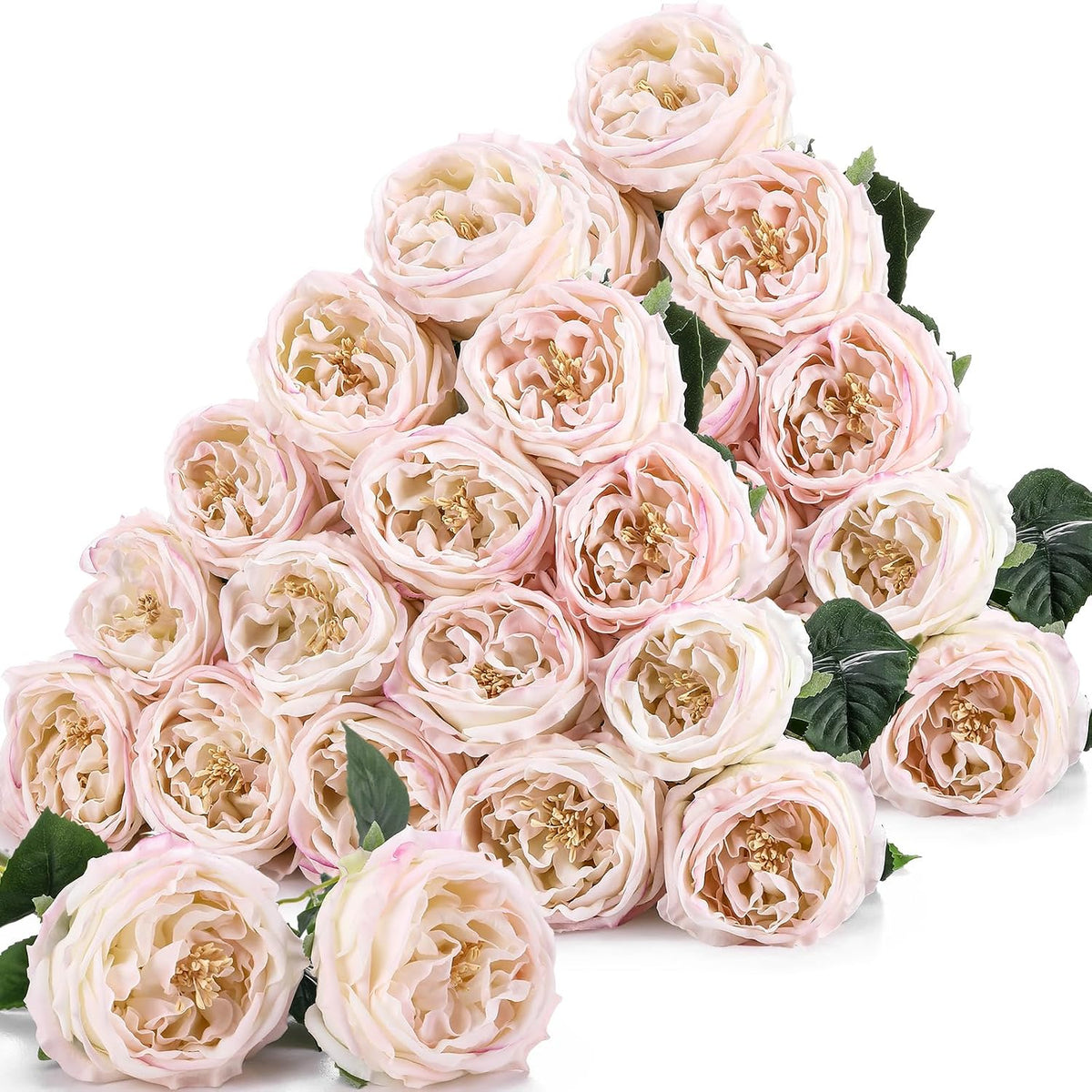 20 Pcs Peonies Artificial Flowers Faux Look Real,Light Pink