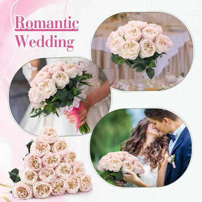 20 Pcs Peonies Artificial Flowers Faux Look Real,Light Pink