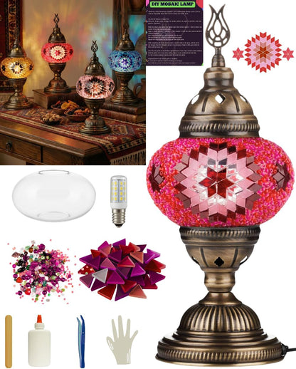 DIY Turkish Moroccan Mosaic Lamp Making Kit – No Grout Needed – Fun, Easy, No Experience Required – Complete Mosaic Art & Craft Project for Adults & Teens – Make Your Own Table Lamp