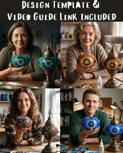 DIY Turkish Moroccan Mosaic Lamp Making Kit – No Grout Needed – Fun, Easy, No Experience Required – Complete Mosaic Art & Craft Project for Adults & Teens – Make Your Own Table Lamp