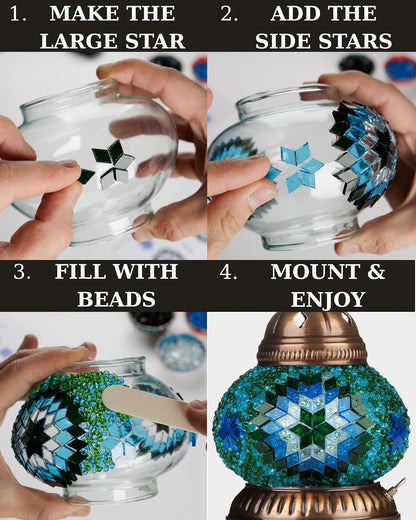 DIY Turkish Moroccan Mosaic Lamp Making Kit – No Grout Needed – Fun, Easy, No Experience Required – Complete Mosaic Art & Craft Project for Adults & Teens – Make Your Own Table Lamp