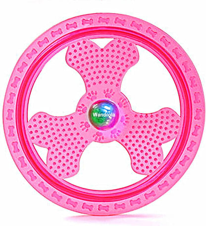 Flying Disc Dog Sport Toy with Flashing LED Lights, Light Up Pet Disk for Ultimate Night Time Play, Pink