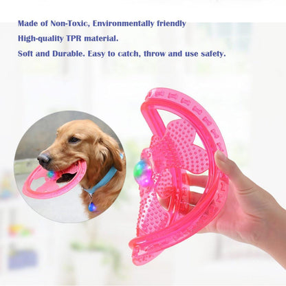 Flying Disc Dog Sport Toy with Flashing LED Lights, Light Up Pet Disk for Ultimate Night Time Play, Pink
