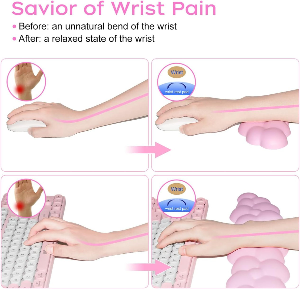 Upgrade Leather Cloud Wrist Rest for Keyboard and Mouse & Cup Pad