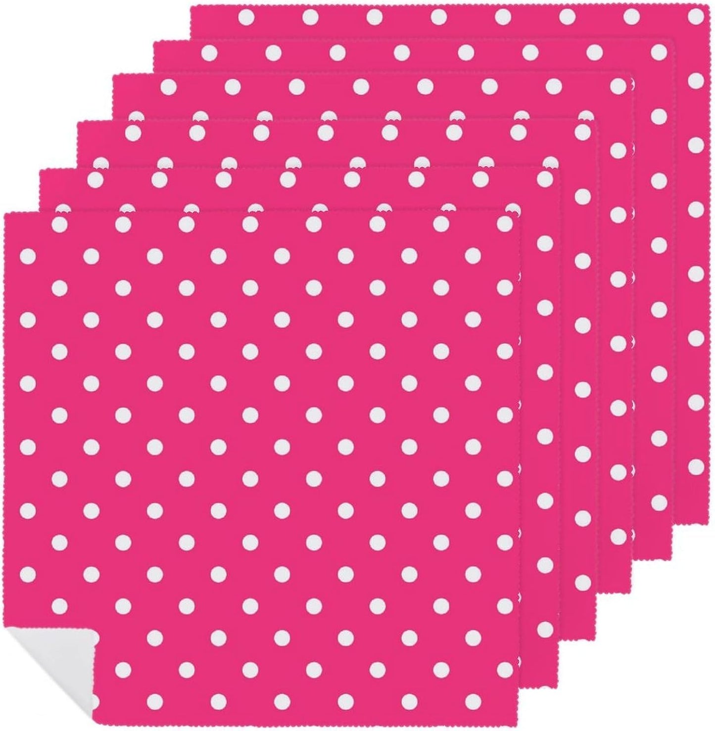 Pink Polka Dot Soft and Lightweight Napkins, Suitable for Dining Tables 6 PCS